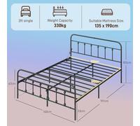 HOMCOM Double Bed Frame with LED Lights and Charging Station, Black