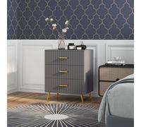 HOMCOM Bedroom Chest Of Drawers, 3-drawer Dresser w/ Aluminium Legs, Grey