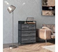 HOMCOM 4-Drawer Bedroom Chest with Shelf, Black - Removable Foldable Drawers, Steel Frame (831-760V00BK)