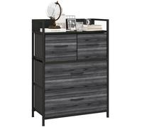 HOMCOM Bedroom Chest of Drawers, Fabric Dresser with 4 Drawers, Storage Organiser Unit with Open Shelf and Metal Frame for Living Room, Entryway, Black