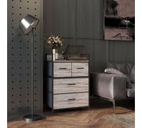 HOMCOM Bedroom Chest Of Drawers 4 Drawer W/ Shelf, Grey, Grey