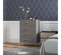 Homcom Drawer Dresser For Bedroom, Chest Of Drawers With Aluminium Legs, Dark Grey Dark Grey One Size