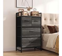 Homcom Bedroom Chest Of Drawers 4 Drawer Dresser With Shelf, Grey