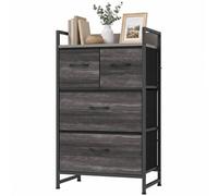 HOMCOM Bedroom Chest of Drawers 4 Drawer Dresser with Shelf, Grey HOMCOM Grey