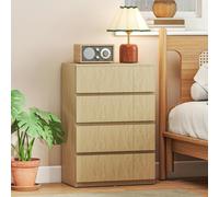 HOMCOM Bedroom Chest of Drawers, 4 Drawers Dresser, Drawer Unit, Natural
