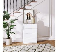 HOMCOM Bedroom Chest of Drawers, 4 Drawers Dresser, Drawer Unit, White, White