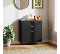HOMCOM Chest of Drawers with 4 Drawers for Bedroom, Living Room, Black