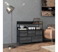 HOMCOM Bedroom Chest of Drawers 5 Drawer Dresser w/ Shelves, Black HOMCOM Black