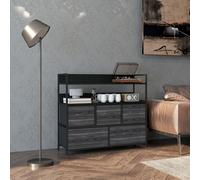 HOMCOM Bedroom Chest of Drawers 5 Drawer Dresser w/ Shelves, Black HOMCOM Black