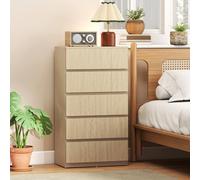 HOMCOM Bedroom Chest of Drawers, 5 Drawers Dresser, Drawer Unit, Natural