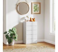 HOMCOM Bedroom Chest of Drawers, 5 Drawers Dresser, Drawer Unit, White HOMCOM White