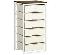 HOMCOM Chest of Drawers, 6 Drawer Unit Storage Chest Bedroom Living Room White