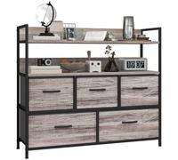HOMCOM Chest of Drawers Fabric Dresser 7 Drawers, Grey Wood Effect