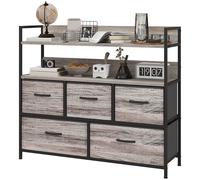 Homcom Bedroom Chest Of Drawers 6 Drawer Dresser W/ Shelf, Grey Wood Effect Grey