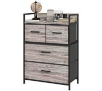 Homcom Bedroom Chest Of Drawers 6 Drawer Dresser W/ Shelf, Grey Wood Effect Grey