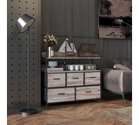 HOMCOM Bedroom Chest Of Drawers 7 Drawer W/ Shelves, Grey, Grey