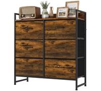 Homcom Bedroom Chest Of Drawers 6 Drawer Dresser W/ Shelf, Rustic Brown Brown