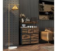 HOMCOM Bedroom Chest Of Drawers 7 Drawer W/ Shelves, Brown, Brown