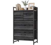 Homcom Bedroom Chest Of Drawers Drawer Dresser With Shelf Black Wood Effect Black