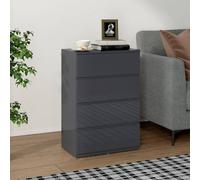 Homcom Bedroom Chest Of Drawers, High Gloss 4 Drawers Dresser, Grey Grey One Size