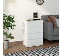 HOMCOM Bedroom Chest of Drawers, High Gloss 4 Drawers Dresser, White HOMCOM White