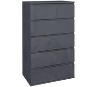HOMCOM Bedroom Chest of Drawers, High Gloss 5 Drawers Dresser, Drawer Unit