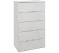 HOMCOM Bedroom Chest of Drawers, High Gloss 5 Drawers Dresser, Drawer Unit