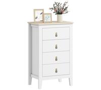 HOMCOM Bedroom Chest Of Drawers - Modern 4 Drawer Dresser - White | TJ Hughes