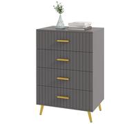 Homcom Bedroom Chest Of Drawers, Modern Drawer Dresser, Storage Drawer Unit With Aluminium Legs In Dark Grey Dark Grey