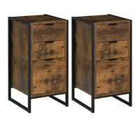 HOMCOM Bedroom Chest of Drawers Set of 2, Industrial 3-Drawer Dresser, Storage Drawers Unit with Metal Frame for Living Room, Rustic Brown