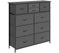 HOMCOM Bedroom Dresser: 10 Fabric Drawers, Steel Frame, Spacious Storage Solution, Ebony Shade