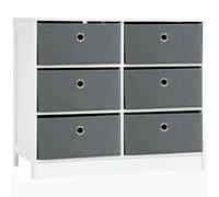 HOMCOM Bedroom Dresser: 6 Fabric Drawers for Living Room & Hallway Storage, White & Grey Aosom UK
