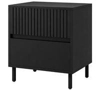 HOMCOM Bedside Cabinet with 2 Drawers, Storage and Steel Legs, Black