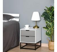 HOMCOM Bedside Cabinet with Metal Base and 2 Drawer Storage for Home Office
