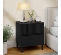HOMCOM Bedside Cabinet with 2 Drawers, Storage and Steel Legs, Black