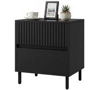 HOMCOM Bedside Cabinet with 2 Drawers, Storage and Steel Legs, Black
