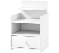 HOMCOM Bedside Cabinet with Drawer and Shelf for Living Room, White