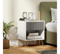 HOMCOM Bedside Drawers Modern Bedside Cabinet with Drawer and Handle, White - 55