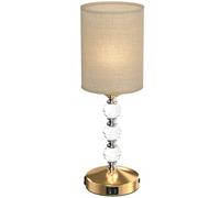 HOMCOM Bedside Lamp, Crystal Decoration Table Lamp, PVC Shade, Gold Tone | Modern, USB C Charging Ports for Bedroom, Home Office, Bulb Not Included