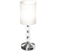 HOMCOM Bedside Lamp, Crystal Decoration Table Lamp, PVC Shade, Silver Tone | Modern, USB C Charging Ports for Bedroom, Home Office, Bulb Not Included