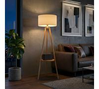 HOMCOM Floor Lamp - 154H Cm-Beige/Natural Wood Colour | TJ Hughes Natural