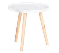 Homcom Bedside Round Table Solid Wood Legs Sofa End Side Coffee Table In White White