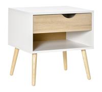HOMCOM Bedside Table with Drawer & Shelf, Nightstand, End Table for Bedroom - White