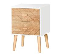 HOMCOM Bedside Table 2 Drawers Side Cabinet Wooden Storage Chest