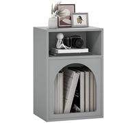 HOMCOM Bedside Table - Modern Bedside Cabinet For Bedroom - Grey | TJ Hughes