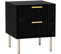HOMCOM Bedside Table Bedside Cabinet with 2 Drawers for Bedroom - Black | TJ Hughes