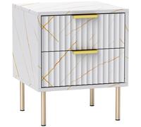 HOMCOM Bedside Table Bedside Cabinet with 2 Drawers for Bedroom - White | TJ Hughes