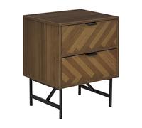 Homcom Bedside Table Herringbone 2 Drawers Walnut/Black