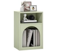 HOMCOM Bedside Table, Modern Bedside Cabinet with 2 Open Compartments and Unique Arch Design, Side Table for Living Room, Bedroom, Light Green Green