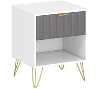HOMCOM Bedside Table Modern Bedside Cabinet with Drawer and Open Compartment, 45 x 40 x 55, White